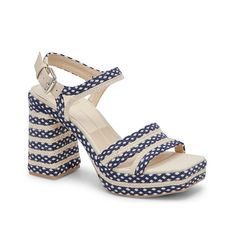 Dolce Vita-Alex Platform Sandal Elevate your warm weather look with the Alex sandal from Dolce Vita. This woven textile brings a boho touch to this pair, while the chunky platform and heel heighten the mood. Navy Block Heels, Dsw Shoes, Chunky Block Heels, Dolce Vita Shoes, Women Men Shoes, Slingback Sandal, Dress Sandals, Platform Heels, Platform Sandals