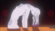 an animated image of a person bending over