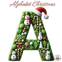 the letter a is decorated with christmas decorations