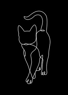 two cats standing next to each other on a black background, one cat has it's tail curled up