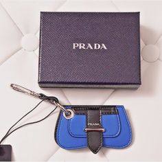 (eBay) Find many great new & used options and get the best deals for NEW $395 PRADA Blue Black Leather SIDONIE BAG SHAPED MIRROR Charm KEY RING NIB at the best online prices at eBay! Free shipping for many products! Shaped Mirror, Bag Prada, Small Mirror, Prada Logo, Small Mirrors, Prada Bag, Blue Leather, Key Ring, Key Rings