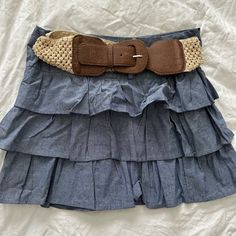 Denim Skirt, Brand New Without Tags. Never Worn. Belt Included. Most Of My Prices Are Firm But If You Must Send An Offer, Please Make Sure That It’s Reasonable So I Can Get A Decent Amount Of Earnings Back After Fees Especially On Items That Are New. Tags: Charlotte Russe , Fashion Nova , Aeropostale , Papaya , H&M , Asos , Zaful , Boohoo , Revolve , Forever 21 , Wet Seal , Brandy Melville , Pacsun , Ootdfash , Prettylittlething , Plt , Shein , Ohpolly , I Am Gia , Pretty Little Thing , Miss Lol Casual Denim Skirt With Belt, Casual High Waist Skirt With Belt, Casual High-waist Skirt With Belt, Casual Denim Skirt With Belt For Spring, Casual High Waist Mini Skirt With Belt, Casual Fitted Skirt With Belt, Casual Brown Mini Skirt For Beach, Casual Ruffled Denim Skirt, Casual Tiered Denim Skirt For Day Out