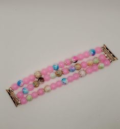 Bubblegum Pink Apple Watch Band - Braceliss LLC Adjustable Pink Beaded Bracelet With Extender, Pink Adjustable Beaded Bracelet With Extender, Pink Beaded Bracelet With Adjustable Extender, Pink Jewelry With Round Beads And Bracelet Strap, Apple Watch Pink Band, Pink Luxury Bracelet Strap Watch Bands, Pink Rectangular Apple Watch Band With Bracelet Strap, Pink Bracelet Strap Apple Watch Band, Pink Apple Watch Band