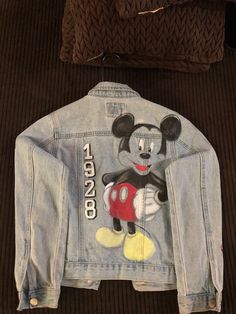 Kids "Mickey Mouse" Jean Jacket. Casual Long Sleeve Mickey Mouse Outerwear, Winter Mickey Mouse Hooded Outerwear, Star Wars Outfits, Baby Disney, Acrylic Paintings, Jean Jacket, Art Collection, Etsy Accessories, Star Wars