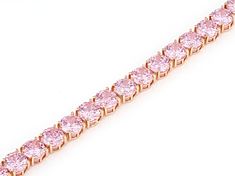 Bella Luce® pink diamond simulant 37.47ctw round, Eterno™ 18k rose gold over sterling silver tennis bracelet. Measures approximately 7.25" - 8" L x 0.25" W and has a hidden box clasp closure. Diamond equivalent weight is 22.70ctw. Rose Gold Round Cut Tennis Bracelet Gift, Fine Jewelry Pink Tennis Bracelet For Anniversary, Pink Gemstone Tennis Bracelet For Anniversary, Pink Cubic Zirconia Tennis Bracelet, Formal Pink Gemstone Tennis Bracelet, Pink Cubic Zirconia Tennis Bracelet, Fine Jewelry, Diamond Simulant, Tennis Bracelet Diamond, Pink Diamond