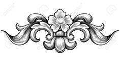 an ornate design in black and white with swirls on the sides, for wallpaper or