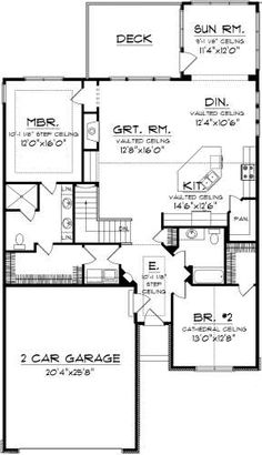 the first floor plan for this house shows the living area and kitchen, as well as the