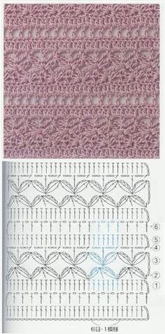 two pictures showing the same stitchs on each side of a piece of knitting material