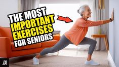 an older woman is doing exercises for seniors