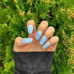 Baby Blue Nails, Short Acrylic Nails, Nail Arts