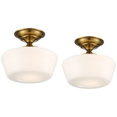 two light ceiling fixture in an antique brass finish