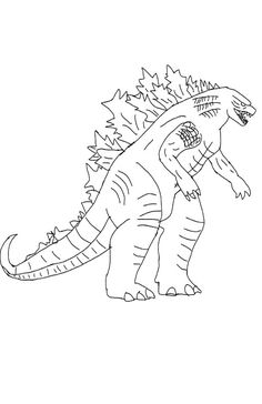 a drawing of a godzilla with its mouth open and it's head turned to the side