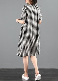 Chic o neck summer clothes Sewing black plaid Dresses

 Materials used:cotton blended

Measurement:One size fits all for this item. Please make sure your size doesn't exceed this size: L/US12-14/EUR42   
   
Shoulder 38cm / 14.82"
bust 100cm / 39"
length 102cm / 39.78"
Armhole 34cm / 13.26"
Sleeve length 26cm / 10.14"



We ship worldwide.

Tracking numbers provided for all orders. Summer Black Plaid Dress, Casual Gingham Short Sleeve Midi Dress, Casual Gingham Midi Dress With Short Sleeves, Summer Plaid Dress With Short Sleeves, Casual Black Plaid Midi Dress, Casual Cotton Plaid Dress With Short Sleeves, Black Plaid Cotton Dress For Spring, Black Short Sleeve Cotton Plaid Dress, Casual Spring Dress With Grid Pattern