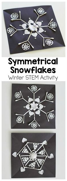 the snowflakes are cut out from paper and placed on top of each other