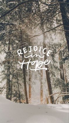 a snowy forest with the words reduce hope written on it