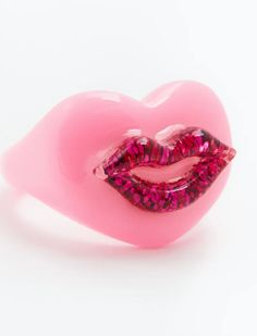 Pucker up! This Bestselling resin ring style comes in a clear rectangular, baby pink, white, and lime green base with an option of a hot pink, baby pink, pink, red, blue, or green lip charm. Lip Gloss Ring, Pink Jewerly, Green Lips, Baby Lips, Lip Ring, White Hot, Resin Ring, Green Baby, Ring Style