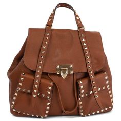 VALENTINO cognac brown leather ROCKSTUD Backpack Bag For Sale at 1stDibs Valentino Rockstud, Valentino Bags, Backpack Bag, Backpack Purse, Fashion Handbags, Cognac, Bag Sale, Backpack Bags, Metallica