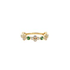 Syna Jewelry - Mogul 18K Yellow Gold Emeralds & Diamonds Band Ring | Manfredi Jewels Gold Stackable Multi-stone Diamond Rings, Gold Diamond Stackable Rings With Multi-stone, Heirloom Gold Emerald Stackable Ring, Stackable Yellow Gold Emerald Ring With Diamond, Yellow Gold Diamond Emerald Stackable Ring, Yellow Gold Diamond Stackable Emerald Ring, Gold Cluster Multi-stone Diamond Ring, Gold Stackable Emerald Ring For Wedding, Gold Multi-stone Diamond Promise Ring