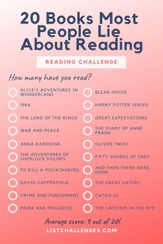 the 20 books most people lie about reading challenge