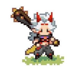 an pixel art style character holding a baseball bat