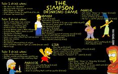 the simpsons drinking game is shown on a blackboard