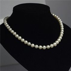 This pearl necklace is the symbol of simple elegance. Nearly every person will be attracted by its simplicity and grace. It's the best necklace for women. Every single pearl in the necklace belongs to top grade. Origin: China Luster: Good Nacre: Thick Surface: Clean Shape: Near round Matching: Good Pearl Color: White (Natural Color) Pearl Type: Freshwater Cultured Pearls Pearl Size:8-9/ 9-10mm Length: 18 inches Clasp: sterling silver Condition: Brand New Need it sooner? You can purchase USPS Pri Real Pearl Necklace, Real Pearls, Pearl Types, Freshwater Cultured Pearls, Pearl Color, Pearl Size, Simple Elegance, Cultured Pearls, Womens Necklaces