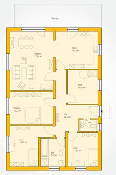 the floor plan for an apartment with three bedroom and two bathrooms, including one living room