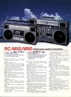 an advertisement for the rc - m50 / m90 stereo system