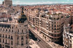 an aerial view of buildings in the city