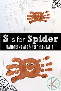 two handprints with the words r is for rabbit and an octopus on them