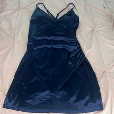 Navy Blue Satin Material Mini Dress. Sz 7. Tag Is Off But Dress Was Never Used. Its Brand New. Thought I Would Need It For An Occasion But Unfortunately It Did Not End Up Fitting By The Time I Needed It Because It Ended Up Being A Juniors Dress. Blue Sleeveless Dress For Going Out, Casual Blue Dresses For Going Out, Blue Mini Dress With Spaghetti Straps For Formal Occasions, Blue Lined Mini Dress For Date Night, Casual Blue Mini Dress For Going Out, Blue Satin Mini Dress For Homecoming, Blue Satin Homecoming Mini Dress, Blue V-neck Mini Dress For Going Out, Blue V-neck Dress For Bedtime