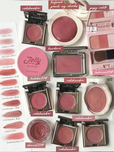 yesstyle code: BAEZH1J | blush swatches makeup cbeauty kbeauty jbeauty xiaohongshu Mute Summer Makeup, Blush Makeup Aesthetic, Chinese Makeup Products, Xiaohongshu Makeup, Korean Beauty Makeup, Blush Swatches, Makeup Eyeshadow Palette, Ulzzang Makeup, Japanese Makeup