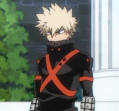 an anime character with white hair and black clothes