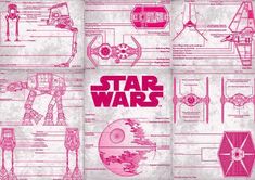 the star wars poster is shown in pink on white paper with instructions to make it look like