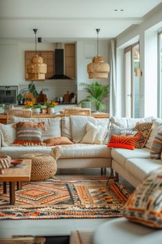 a living room filled with furniture and lots of windows