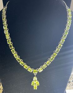 21k White Gold Tennis Natural Peridot Gemstone Necklace Material : 21k White Gold White Gold :  6 grams Gemstone : Peridot Stones : 35  Weight  : 18 Carat Free FedEx Shipping Worldwide Stones Necklace, Peridot Stone, Tennis Necklace, Peridot Gemstone, Stone Necklace, Gemstone Necklace, Crystal Necklace, Pakistan, Tennis