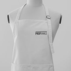 a white apron with the word profnalis on it's front and back