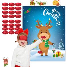 PRICES MAY VARY. CHRISTMAS PIN GAME PACKAGE INCLUDED: 1 PCS Pin The Nose On The poster, 24PCS reusable nose stickers, 1 PCS eye mask, 1 PCS Xmas game instructions, 1 PCS Christmas game poster cover, 4 PCS dot glues. Perfect for Christmas Party Games, Christmas Party Decorations, Christmas Birthday Party, New Year Party supplies,classroom Party Game Activities. LARGER CHRISTMAS GAMES SIZE: Bigger Christmas poster is 27 inches length and 21 inches width.Better than others'.High materials poster, c Reindeer Party, Christmas Eve Games, Season Activity, Classroom Party Games, Games Thanksgiving, Christmas Gift Games, Xmas Games, Santas Coming, Christmas Games For Family