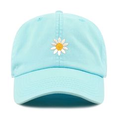 "These Daisy embroidered caps are made with 100% washed cotton caps features low profile, stitched eyelets for ventilation, and pre-curved bill. Quality Embroidered, Unisex Crown measures 5\"H, Brim measures 3\" L and 7.5\" W Comfortable all-day wear,Great gift idea Adjustable Buckle closure, One Size Fits Most Return & Exchange - You may return within 30 days for refund (without shipping) or exchange to different color or style." Unisex Crown, Flower Hat, Embroidered Caps, Flower Hats, Hat Shop, Daisy Flower, Embroidered Flowers, Trucker Cap, Low Profile