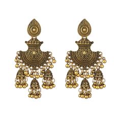 PRICES MAY VARY. 【Material and Size】---7.5*3.3cm. Each pair of dangle earrings is made of high-quality alloy, polished and carved.The tassel earrings are treated with retro technology to better reflect the charm of jhumki earrings 【Perfect Design】---Jhumka Bells Tassel Earrings: Beautiful Indian Earrings Are An Elegant Addition To Any Outfit. Classic Jewelry Vibes Combined With Fashion Forward Trends. Comfortable For Everyday Wear And Suitable For All Occasions. The Minimalist Style Of Jhumka Ea Indian Jewelry Gold, Turkey Jewelry, Hollow Earrings, Vintage Drop Earrings, Bridal Earrings Drop, Antique Wedding, Tassel Drop Earrings, Festival Jewelry, Indian Earrings