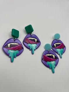 Pastel Goth Vampire Mouth Statement Earrings, Emo Kawaii Vampire Earrings, Oversized Whimsical Dangle Earrings, Halloween Spooky Earrings - Etsy Trendy Halloween Earrings As A Gift, Trendy Halloween Earrings For Gift, Purple Earrings For Halloween Party, Trendy Halloween Dangle Earrings, Trendy Pierced Earrings For Halloween, Trendy Dangle Earrings For Halloween, Punk Drop Earrings For Party, Trendy Halloween Earrings, Punk Party Drop Earrings