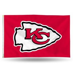 the kansas chiefs logo on a red and white flag