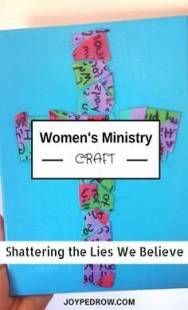 a cross made out of pieces of paper with the words women's ministry craft on it