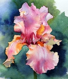 a watercolor painting of a pink flower