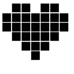 a black and white image of squares arranged in the shape of a heart on a white background