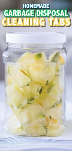 homemade garbage disposal cleaning tabs in a glass jar