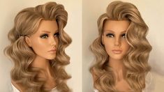 Bride Hollywood Curls, Glamour Waves Hair Tutorial, Vintage Waves Hair, Hollywood Glam Hair, Old Hollywood Hair, Gatsby Hair, Hollywood Curls, Long Hair Waves, Vintage Curls