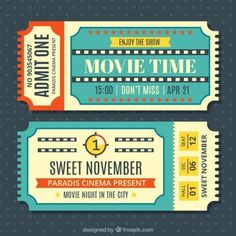 two movie ticket templates with flat design