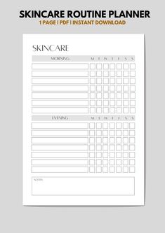 Transform your skincare routine with our Printable Skincare Routine Planner! Effortlessly track your daily skincare regimen and achieve glowing, radiant skin. This user-friendly template allows you to customize your morning and evening routines, ensuring you never miss a step. From cleansers to moisturizers, our planner helps you stay consistent with your skincare products and treatments. Simplify your beauty routine and pamper your skin with the care it deserves. How It Works: Purchase: Add the Routine Planner Template, Skincare Routine Planner, Journal Checklist, Printable Skincare, Skincare Journal, Weekly Skincare, Planner Template Weekly, Evening Routines, Skincare Regimen