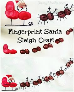 fingerprint santa sleigh craft for kids to make with the help of reindeers